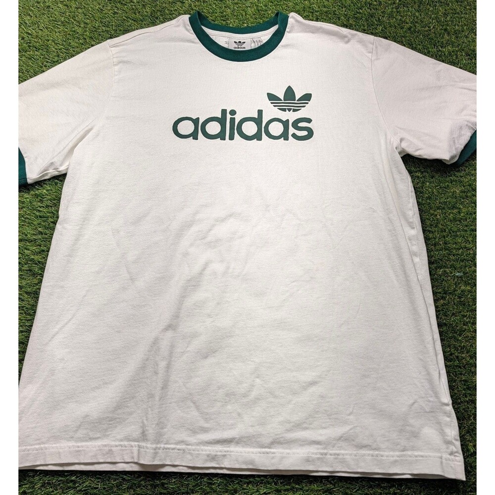 Adidas Originals Simple Tee White Green Ringer T-Shirt Size XL
